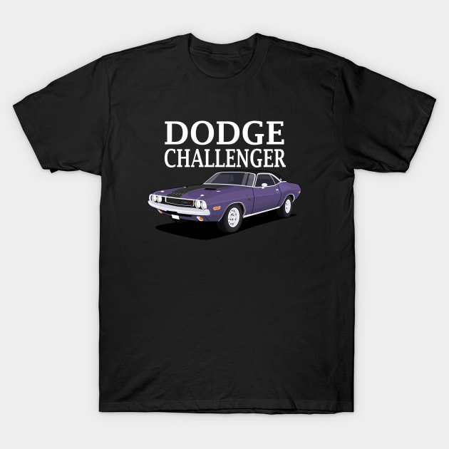 dodge challenger 1970 dark blue T-Shirt by masjestudio